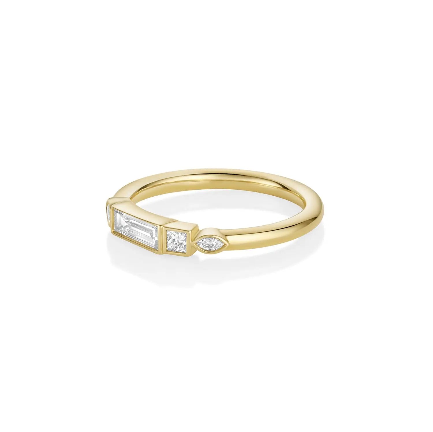 0.32ctw White Diamond 4 Shaped Linear Band side view