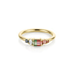 0.44ct Watermelon Tourmaline, Sapphire, Tourmaline and Diamond Kaleidoscope Ring