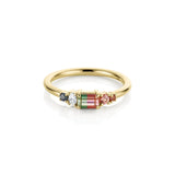 0.44ct Watermelon Tourmaline, Sapphire, Tourmaline and Diamond Kaleidoscope Ring