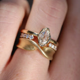 0.57ct Marquise Diamond Abstract Bezel Ring on hand