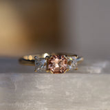 1.12ct Malaya Garnet and 0.91tcw French Cut Diamond Ring