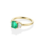 1.41ct Colombian Emerald and Diamond Three Stone Ring side view
