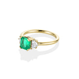 1.41ct Colombian Emerald and Diamond Three Stone Ring side view