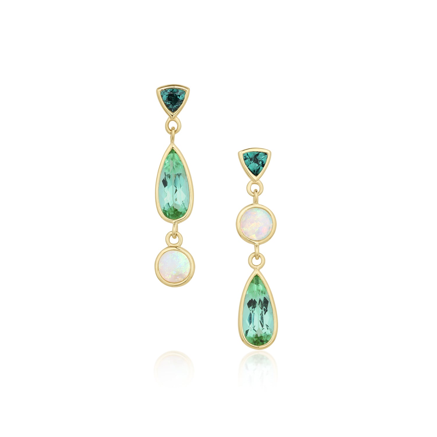 1.45tcw Green Tourmaline and Opal Earrings Marrow Fine