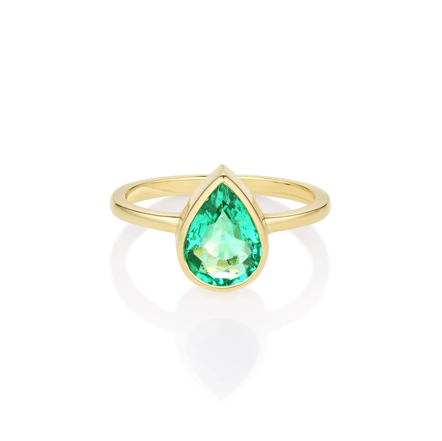 1.54ct Emerald Bezel Set Solitaire Ring Marrow Fine