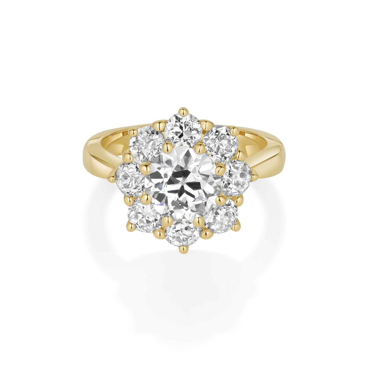 1.84ct Old Euro Petals Ring