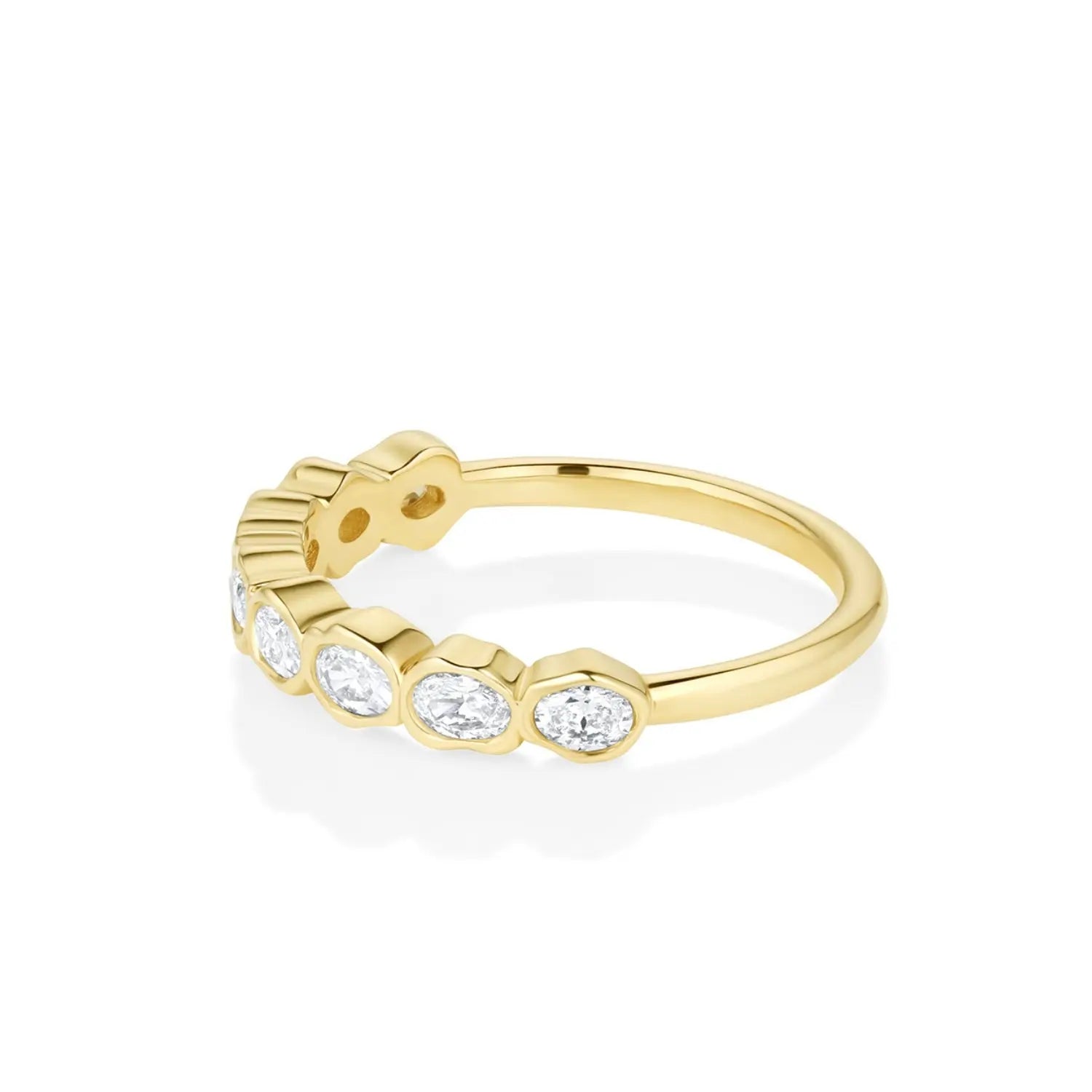 White Diamond Abstract Bezel Band side view