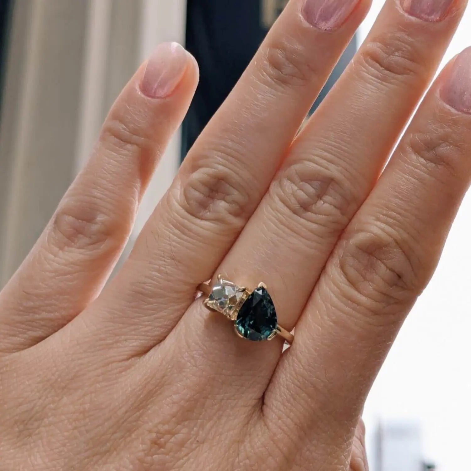 2.56ct Sapphire and Antique Diamond Toi et Moi Ring Marrow Fine