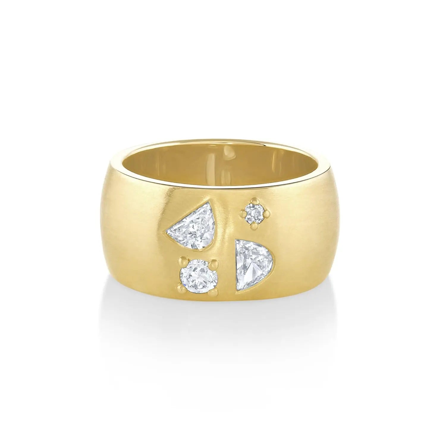 White Diamond Shapes Unique Gold Cigar Ring – Marrow Fine
