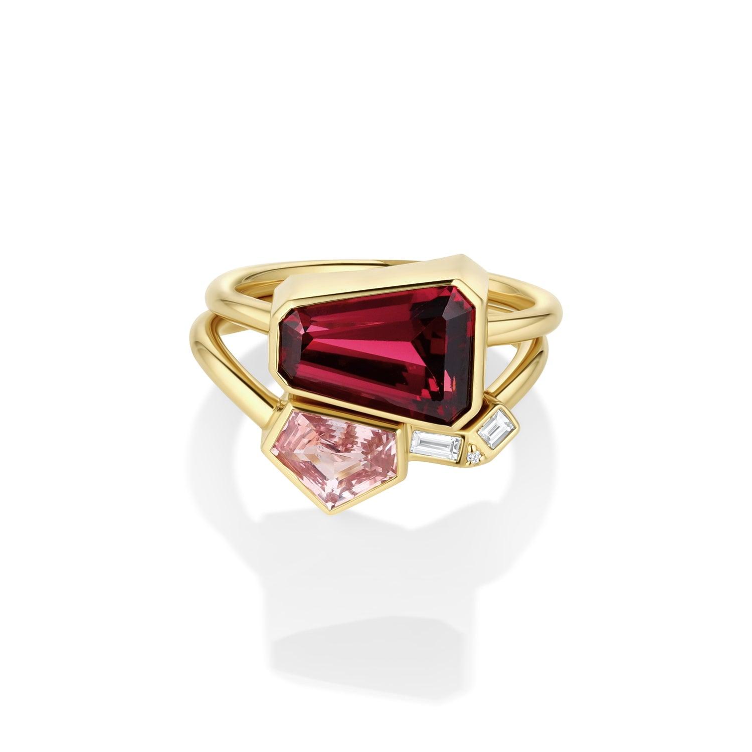 3.97ct Rhodolite and Sapphire Set