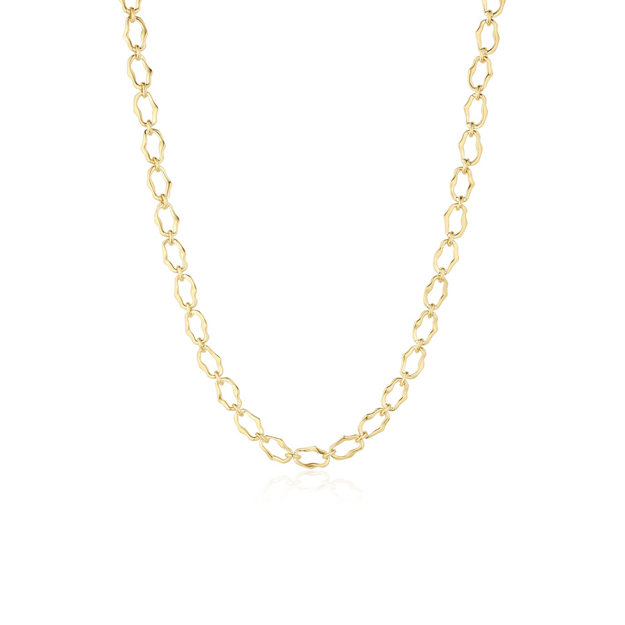 8mm Sculpted Link Gold Necklace [Yellow Gold]