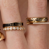 Close up of Annie Diamond Bezel Band on hand