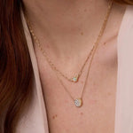Close up of Juliette Opal Necklace on woman's neckline