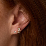 .12ct Dainty Diamond Studs and White Diamond Orion Studs on hear