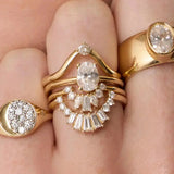 The Helene Oval Solitaire Engagement Ring close up on hand