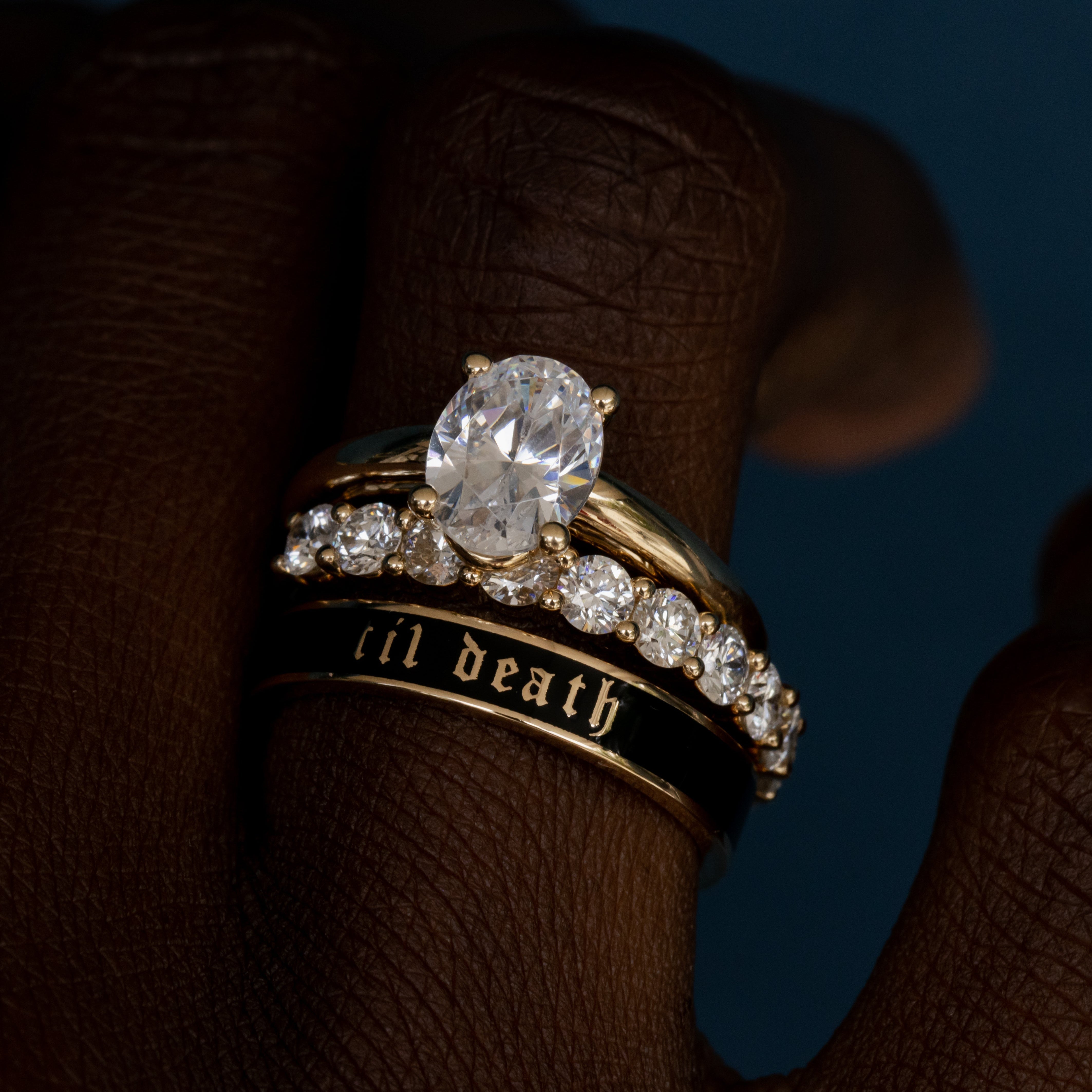 White Diamond Geneva Band on stack, close up