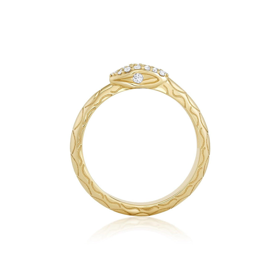 Inamorata White Diamond Head Serpent Ring [yellow gold]