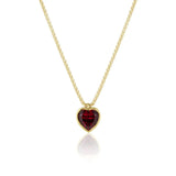 Rhodolite Heart Charm Necklace on Dainty Box Chain Marrow Fine
