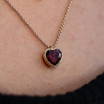 Rhodolite Heart Charm Necklace on Dainty Box Chain