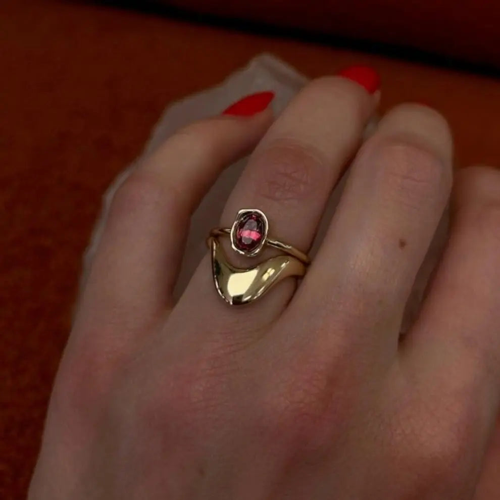0.93ct Malawi Ruby Abstract Bezel Ring Marrow Fine
