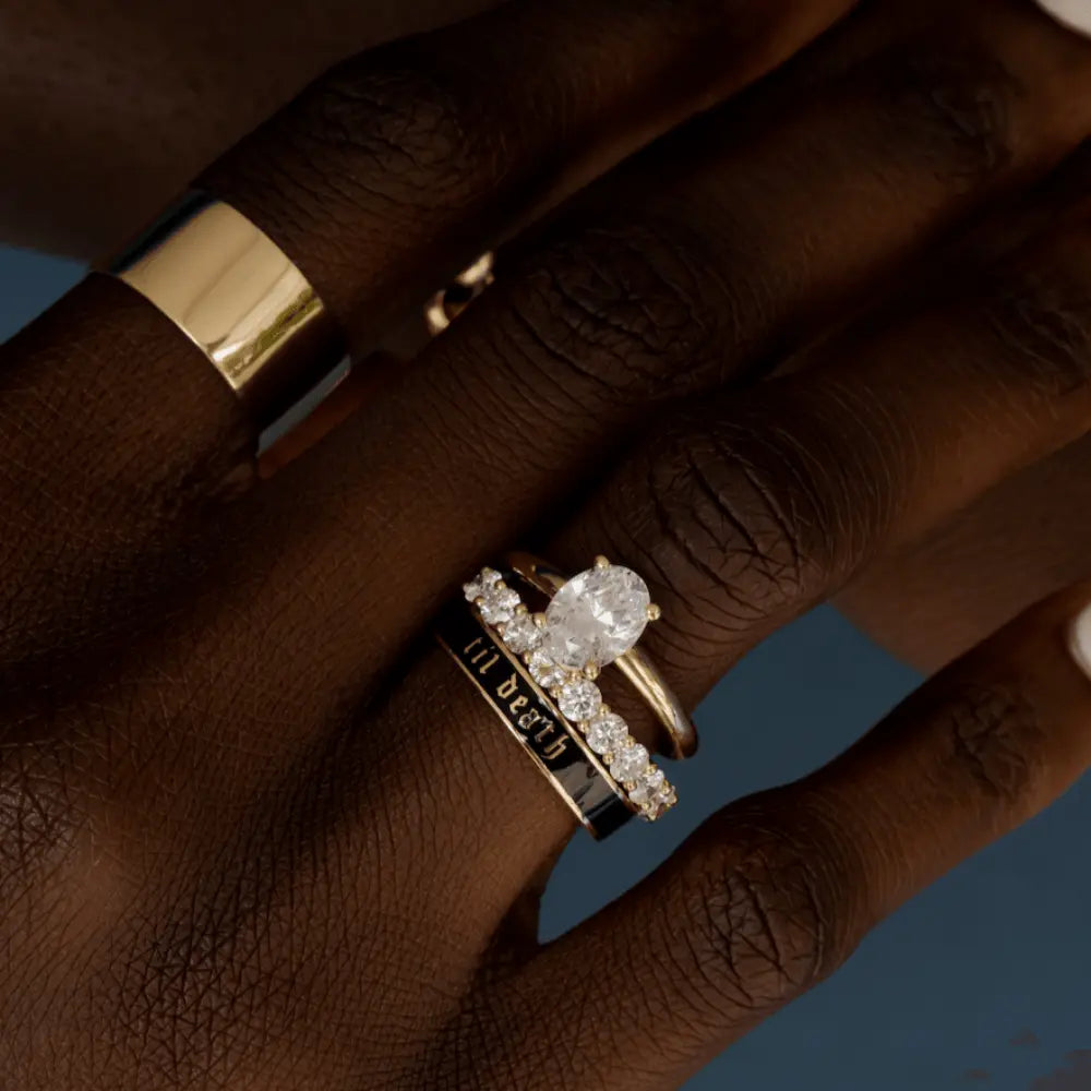 Til Death Black Enamel Band - 4mm - Marrow Fine