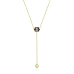 Tourmaline & Old Mine White Diamond Lariat - Marrow Fine