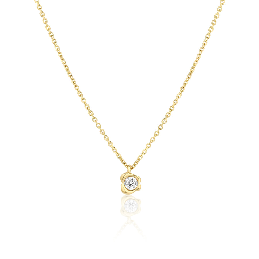 White Diamond Abstract Bezel Necklace [yellow gold]