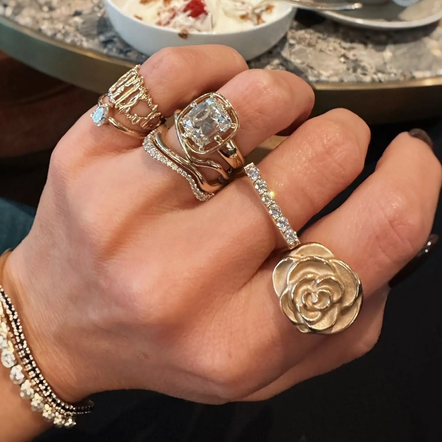 White Diamond Thin Edge Ring Marrow Fine