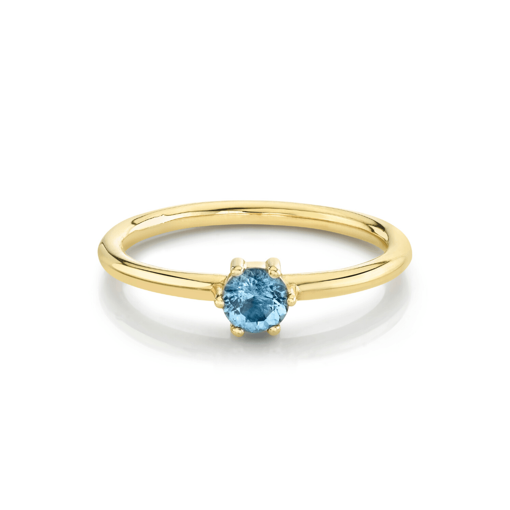 Marrrow Fine Jewelry Blue Aquamarine Solitaire Birthstone Ring