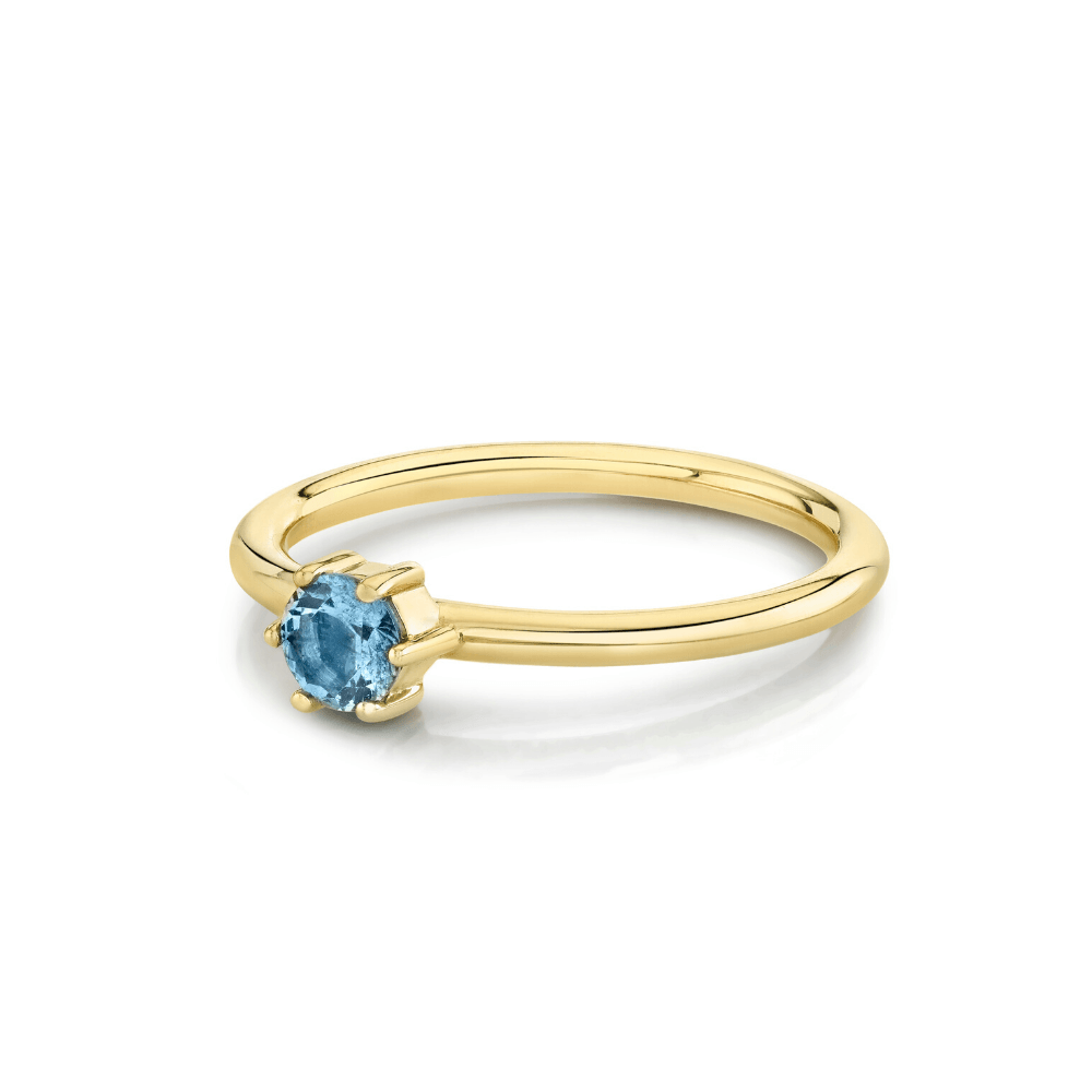 Marrrow Fine Jewelry Blue Aquamarine Solitaire Birthstone Ring
