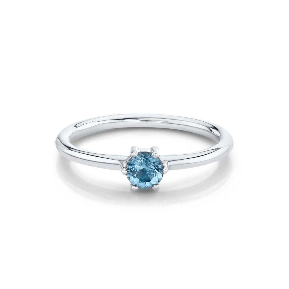 Marrrow Fine Jewelry Blue Aquamarine Solitaire Birthstone Ring