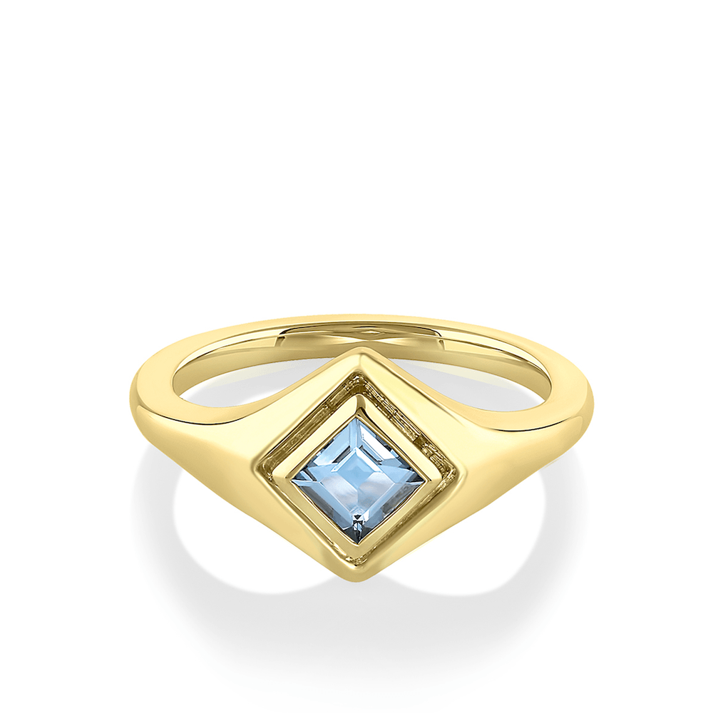 Something Blue Carre Aquamarine Signet Ring