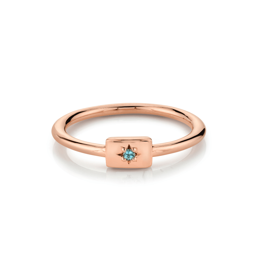 Marrow Fine Jewelry Blue Aquamarine Plate Stacking Ring February Birthstone