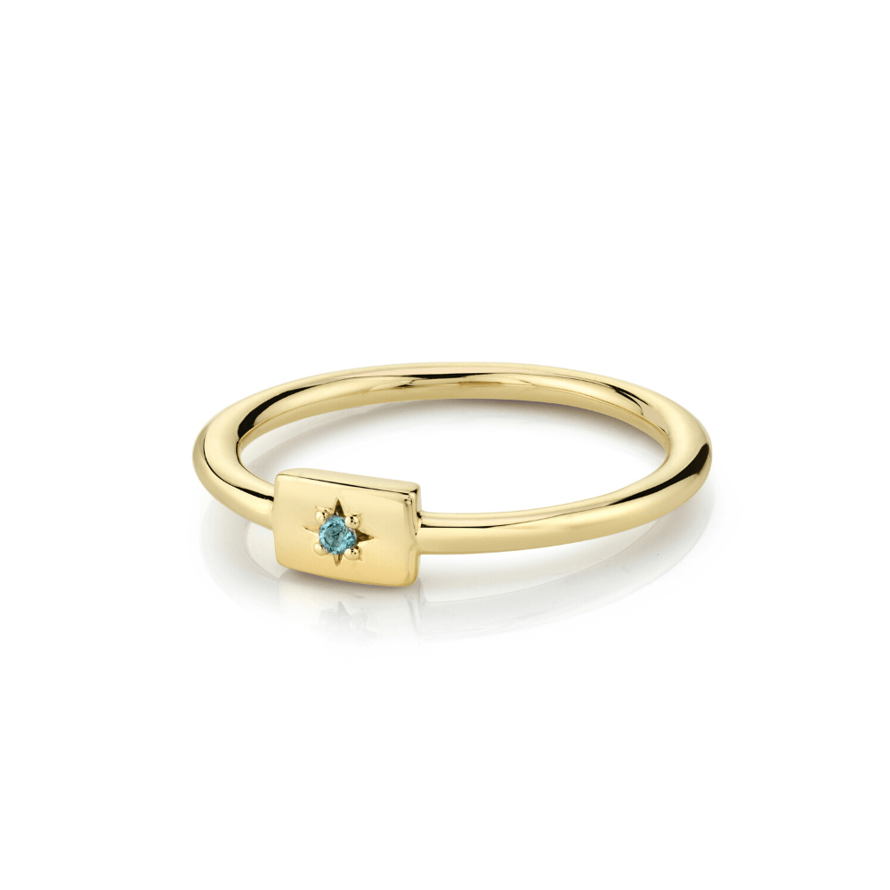 Marrow Fine Jewelry Blue Aquamarine Plate Stacking Ring February Birthstone