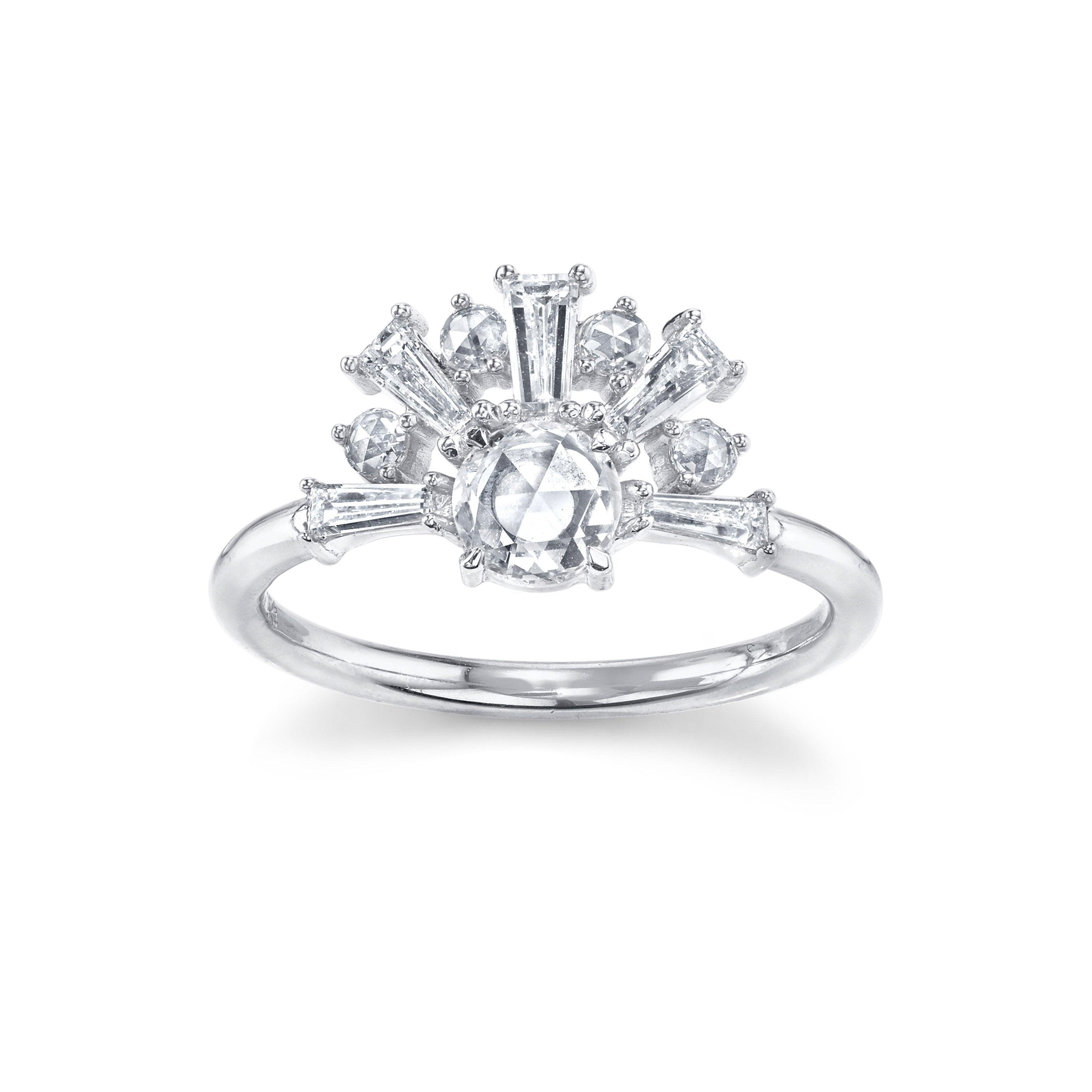 Marrow Fine Jewelry White Diamond Rose Cut Art Deco Ring