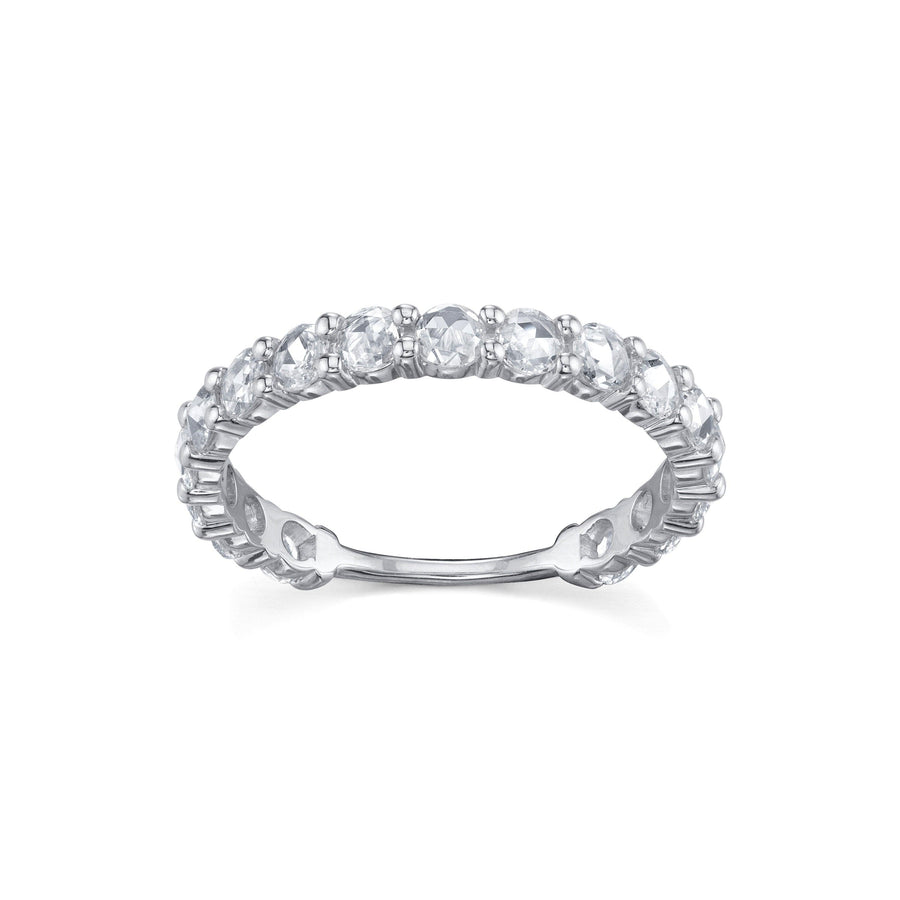 Marrow Fine Jewelry White Diamond Rose Cut Three Quarter Eternity Wedding Stacking Band [White Gold]