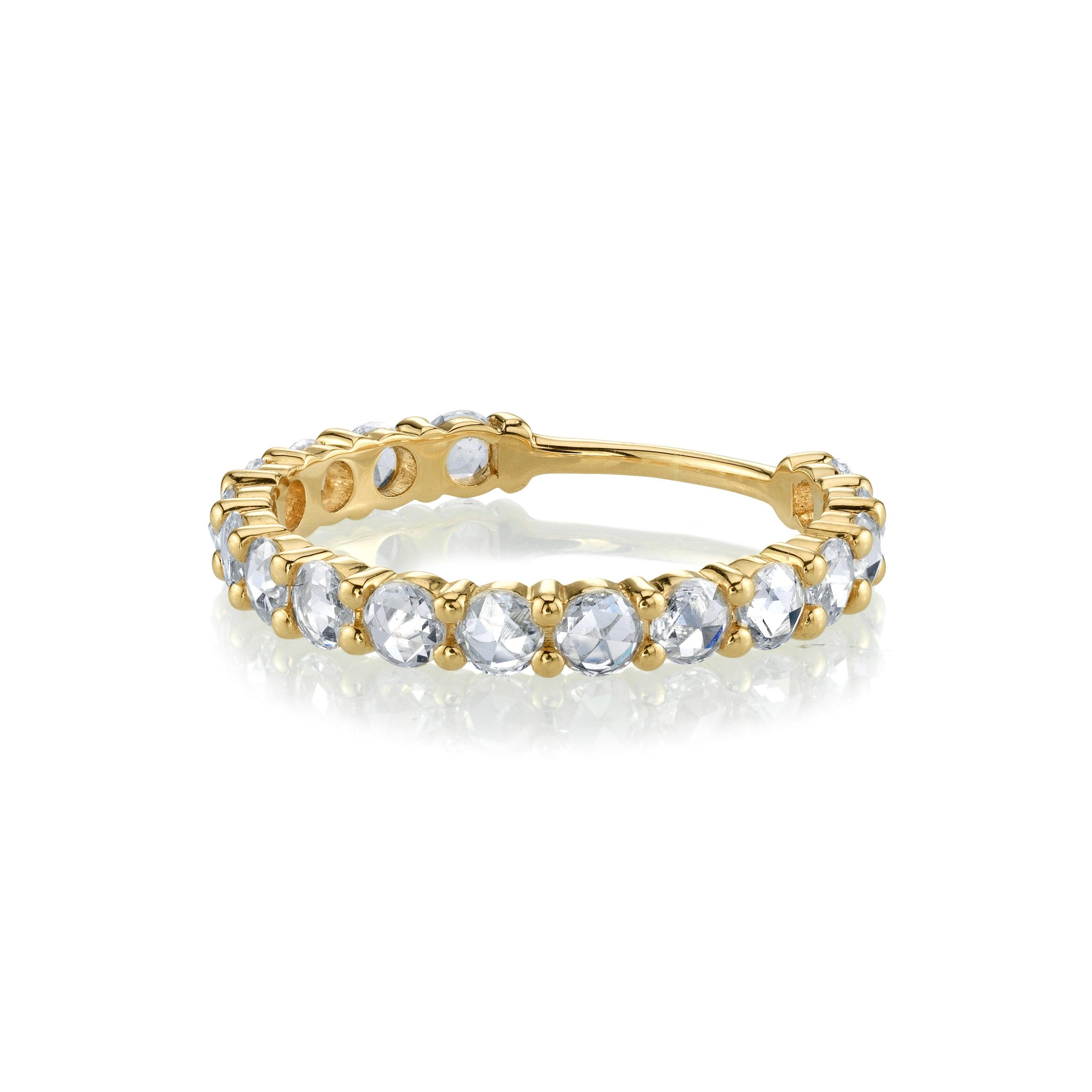 Marrow Fine Jewelry White Diamond Rose Cut Three Quarter Eternity Wedding Stacking Band