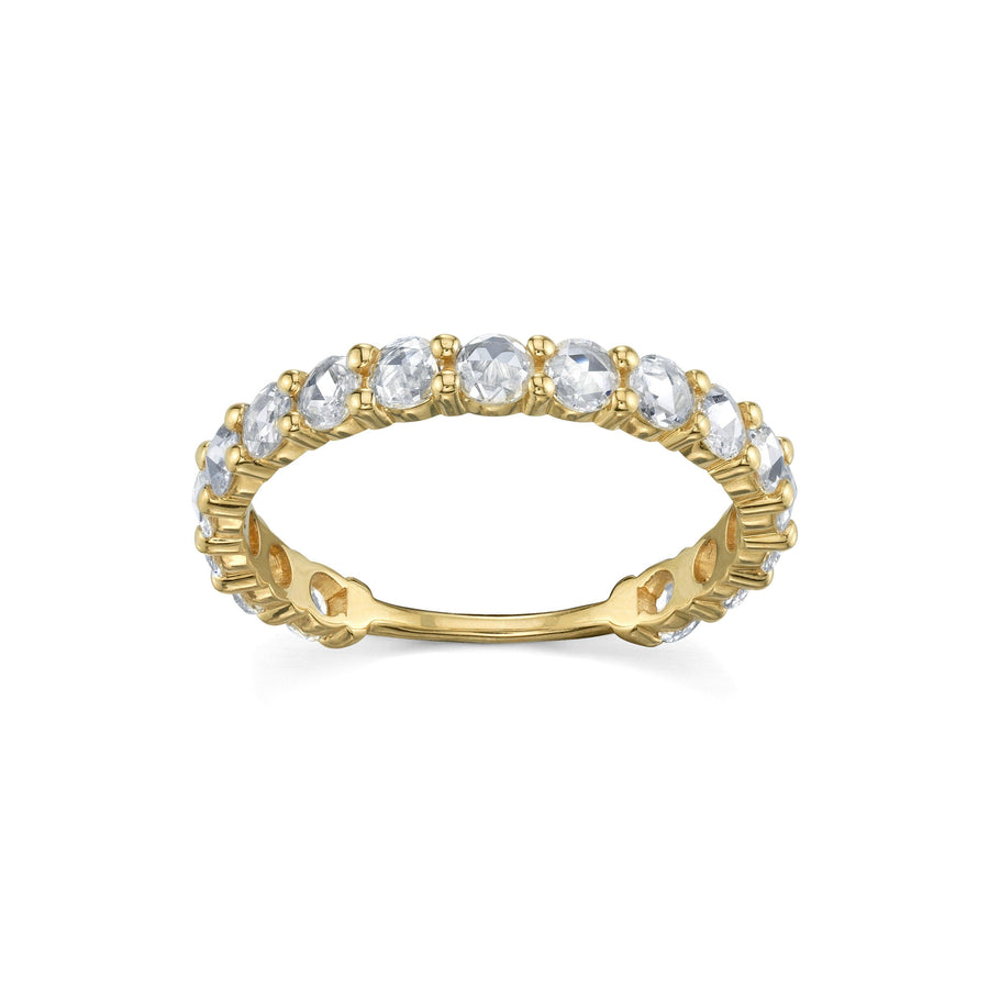 Marrow Fine Jewelry White Diamond Rose Cut Three Quarter Eternity Wedding Stacking Band [Yellow Gold]