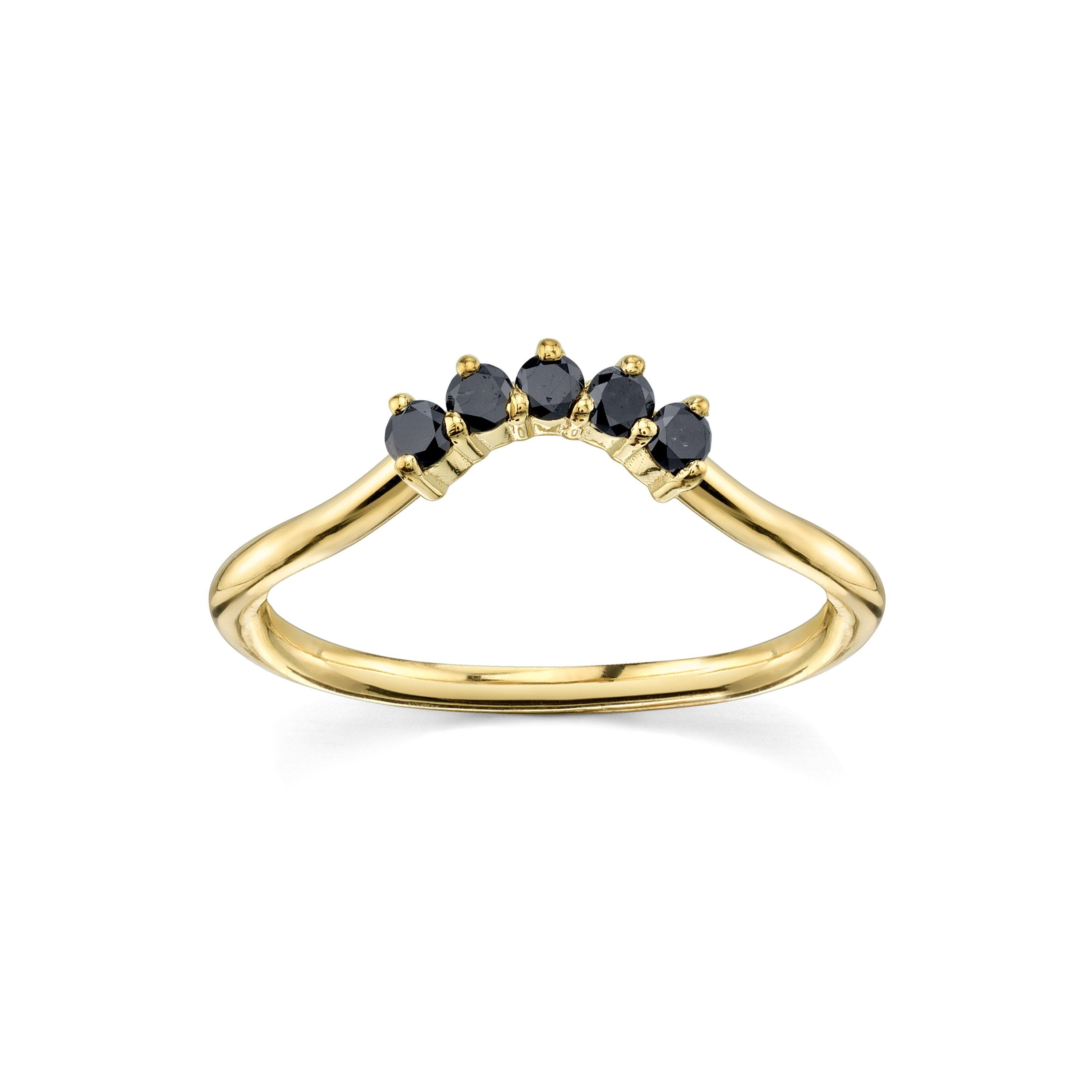 Marrow Fine Black Diamond Dainty Crown Stacking Band
