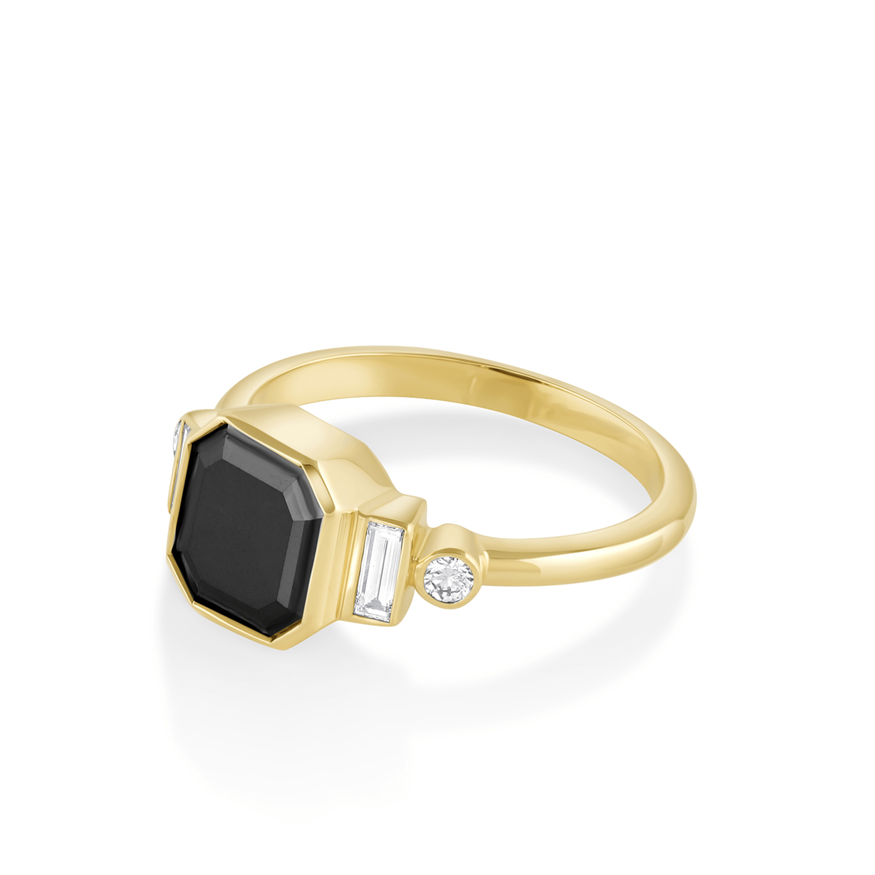 Black-Diamond-asscher-Engagement-Ring side view