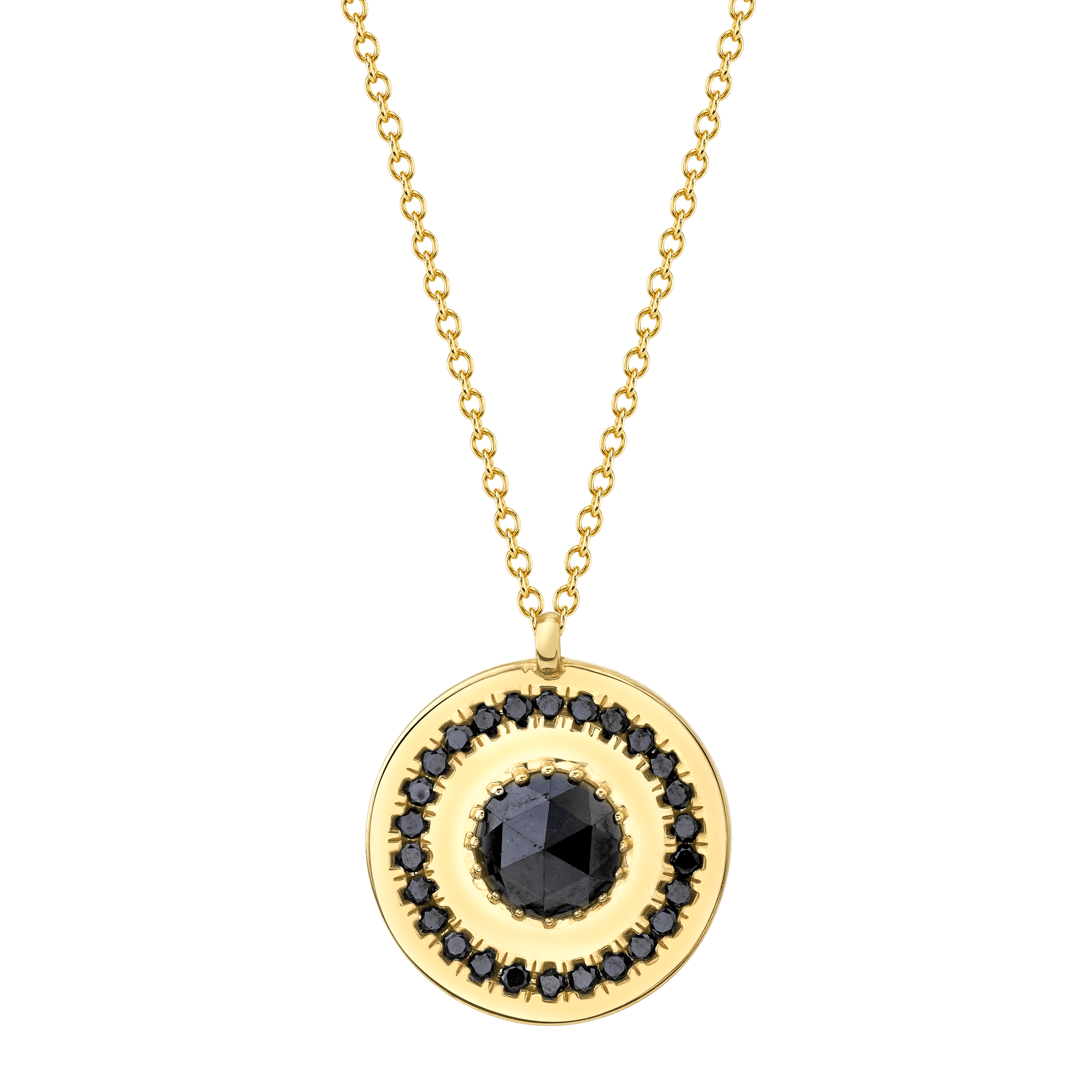 Marrow Fine Jewelry Black Diamond Amulet Circle Necklace
