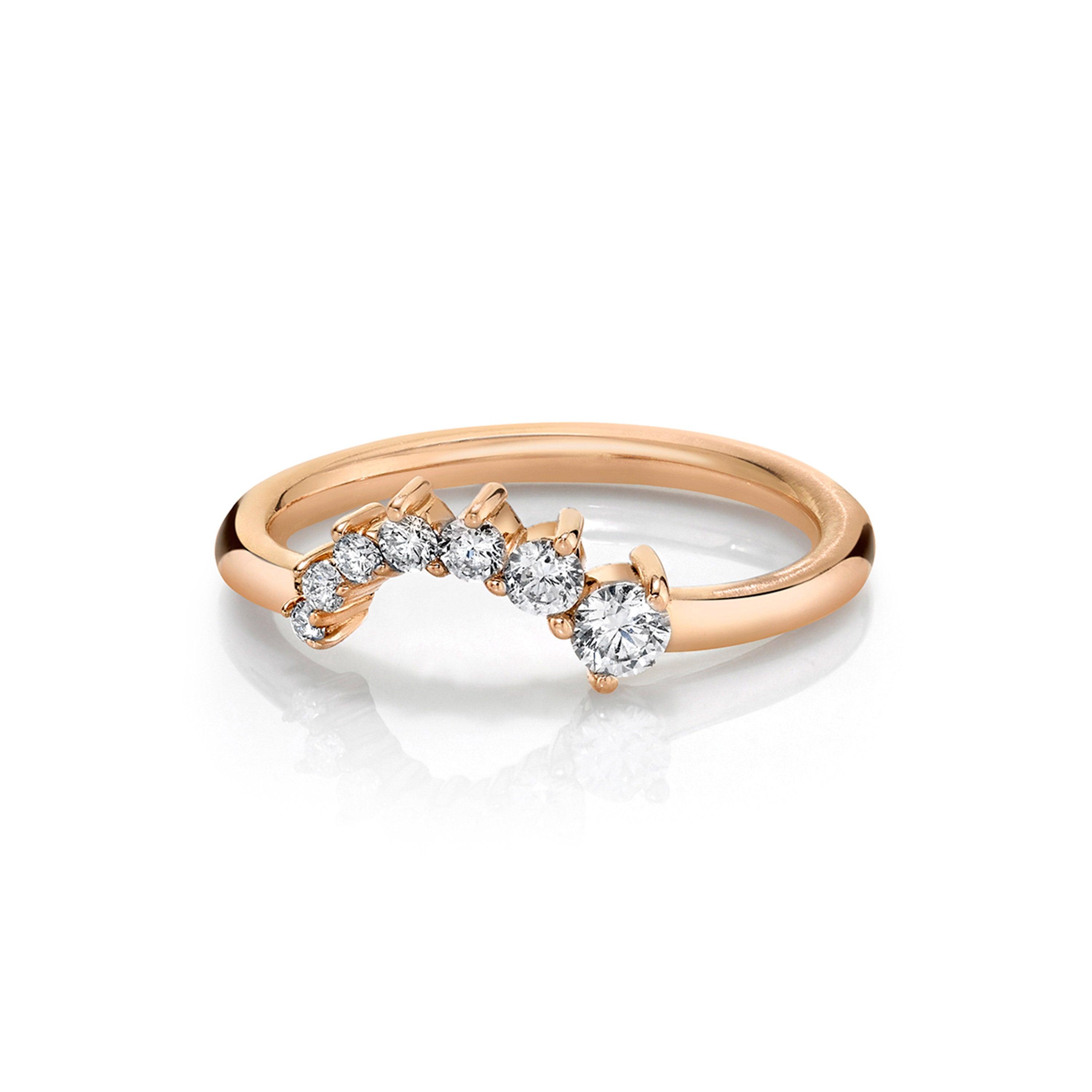 Marrow Fine Jewelry White Diamond Brilliant Cascade Asymmetrical Wedding Band