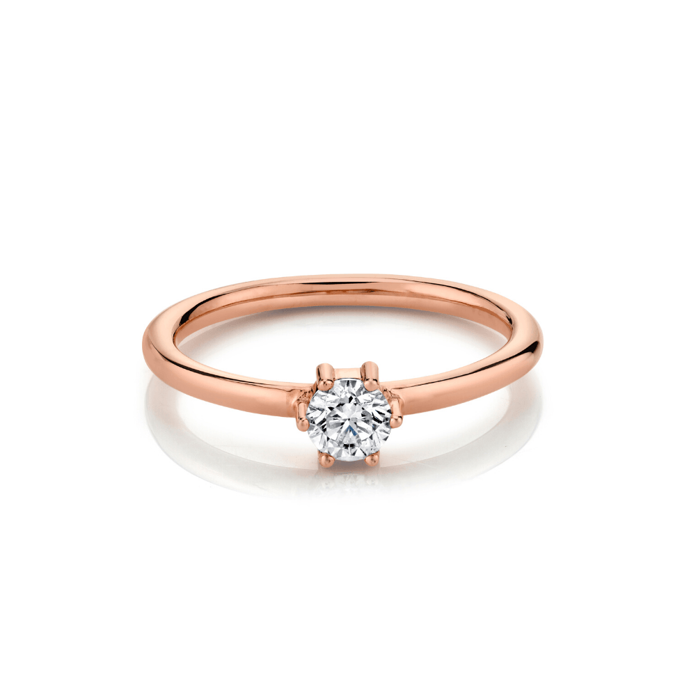 Marrow Fine Jewelry White Diamond Solitaire Birthstone Stacking Ring
