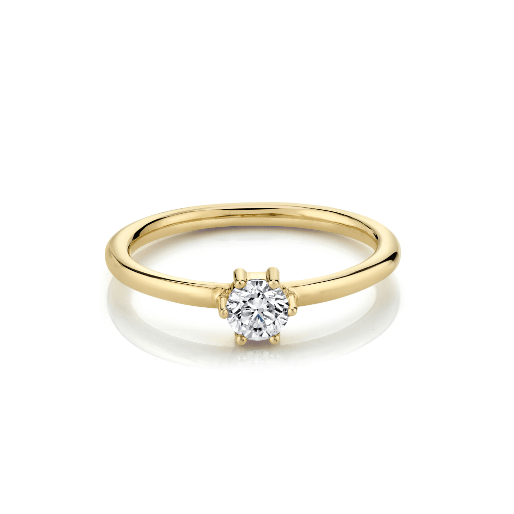 Marrow Fine Jewelry White Diamond Solitaire Birthstone Stacking Ring