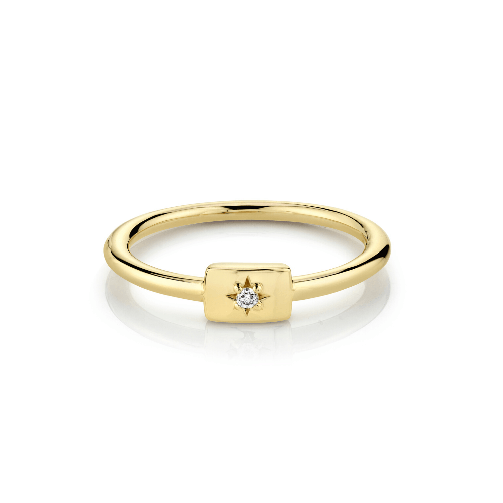 Marrow Fine Jewelry White Diamond Plate Stacking Birthstone Ring