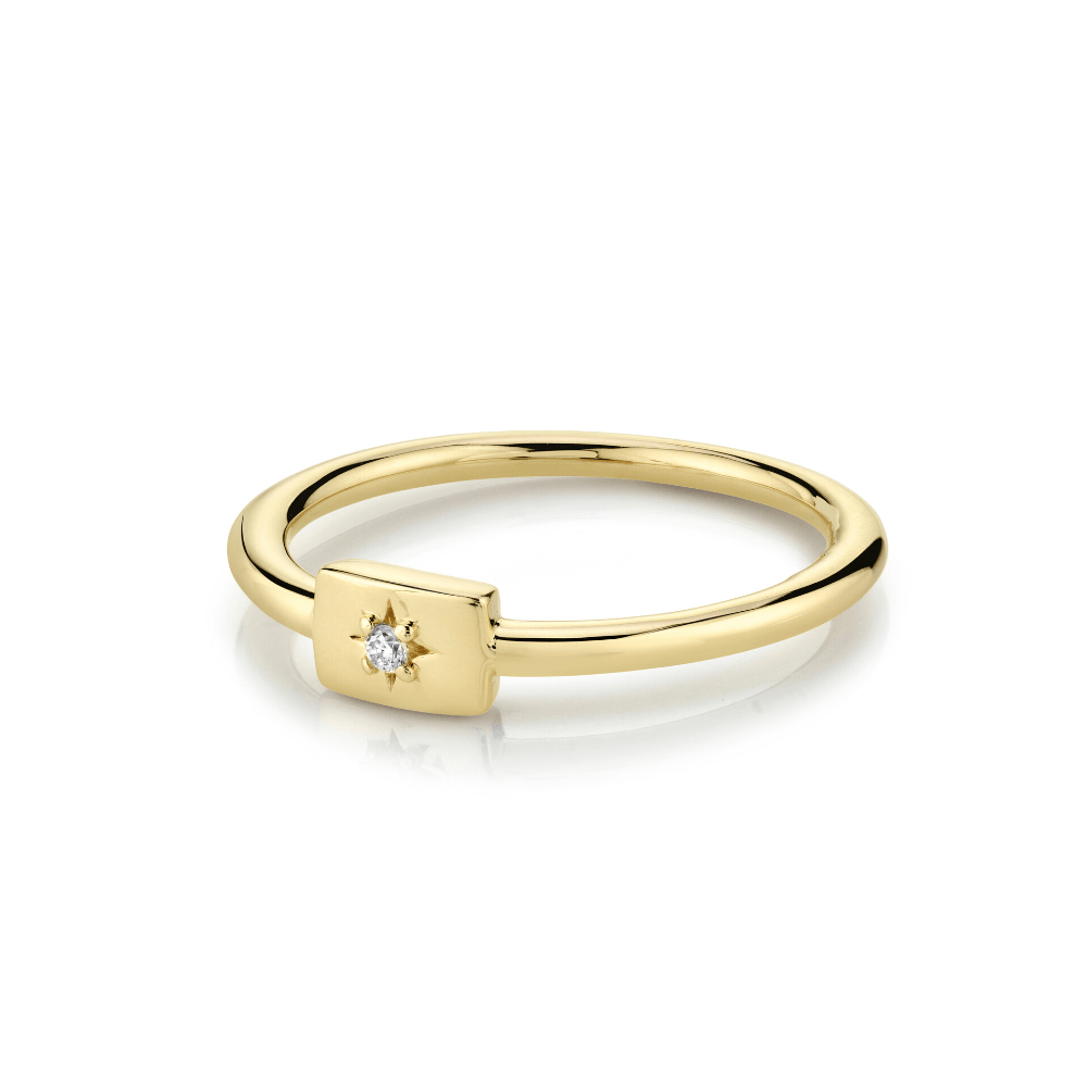 Marrow Fine Jewelry White Diamond Plate Stacking Birthstone Ring
