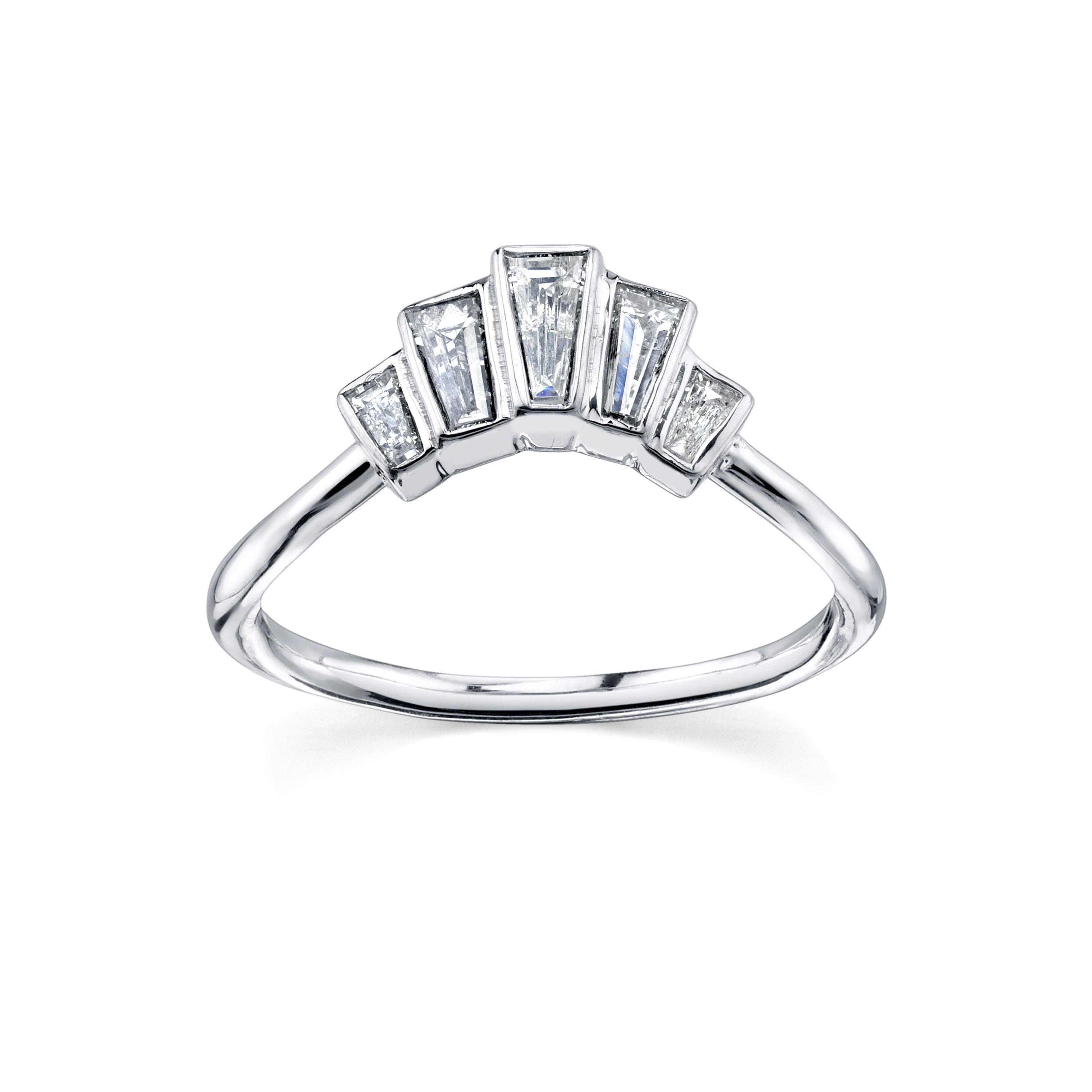 Marrow Fine Jewelry Art Deco White Diamond Baguette Bezel Wedding And Stacking Band