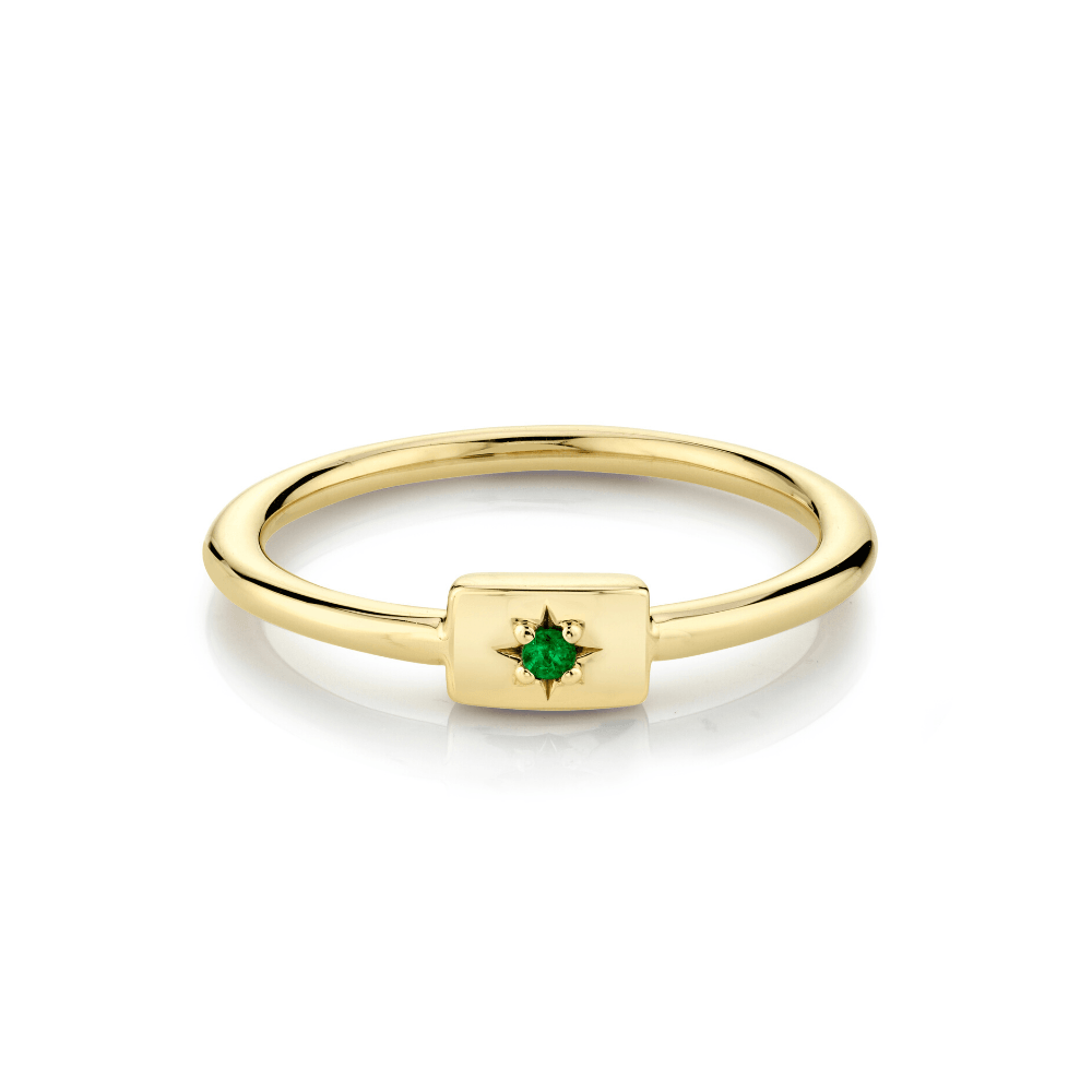 Marrow Fine Jewelry Emerald Plate Birthstone Stacking Ring