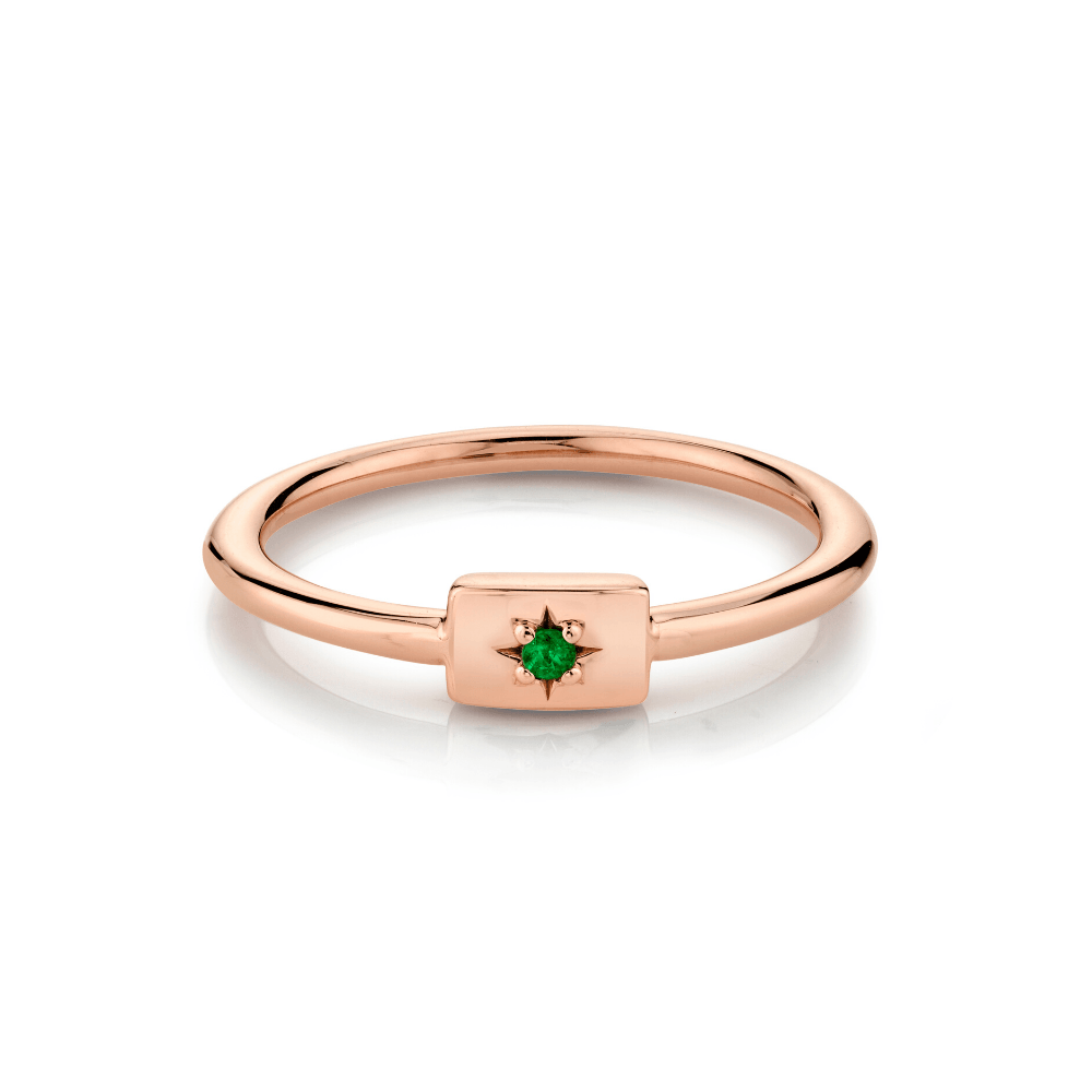 Marrow Fine Jewelry Emerald Plate Birthstone Stacking Ring