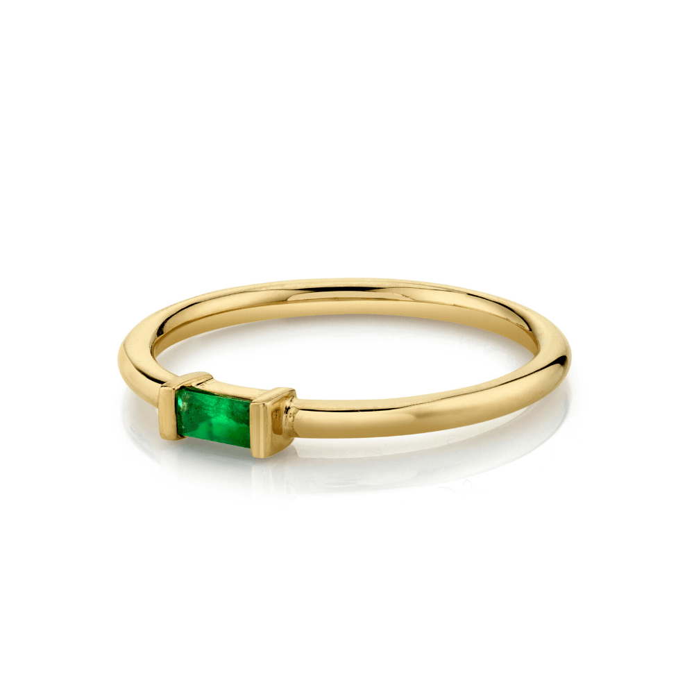 Marrow Fine Jewelry Emerald Straight Baguette Stacking Birthstone Ring